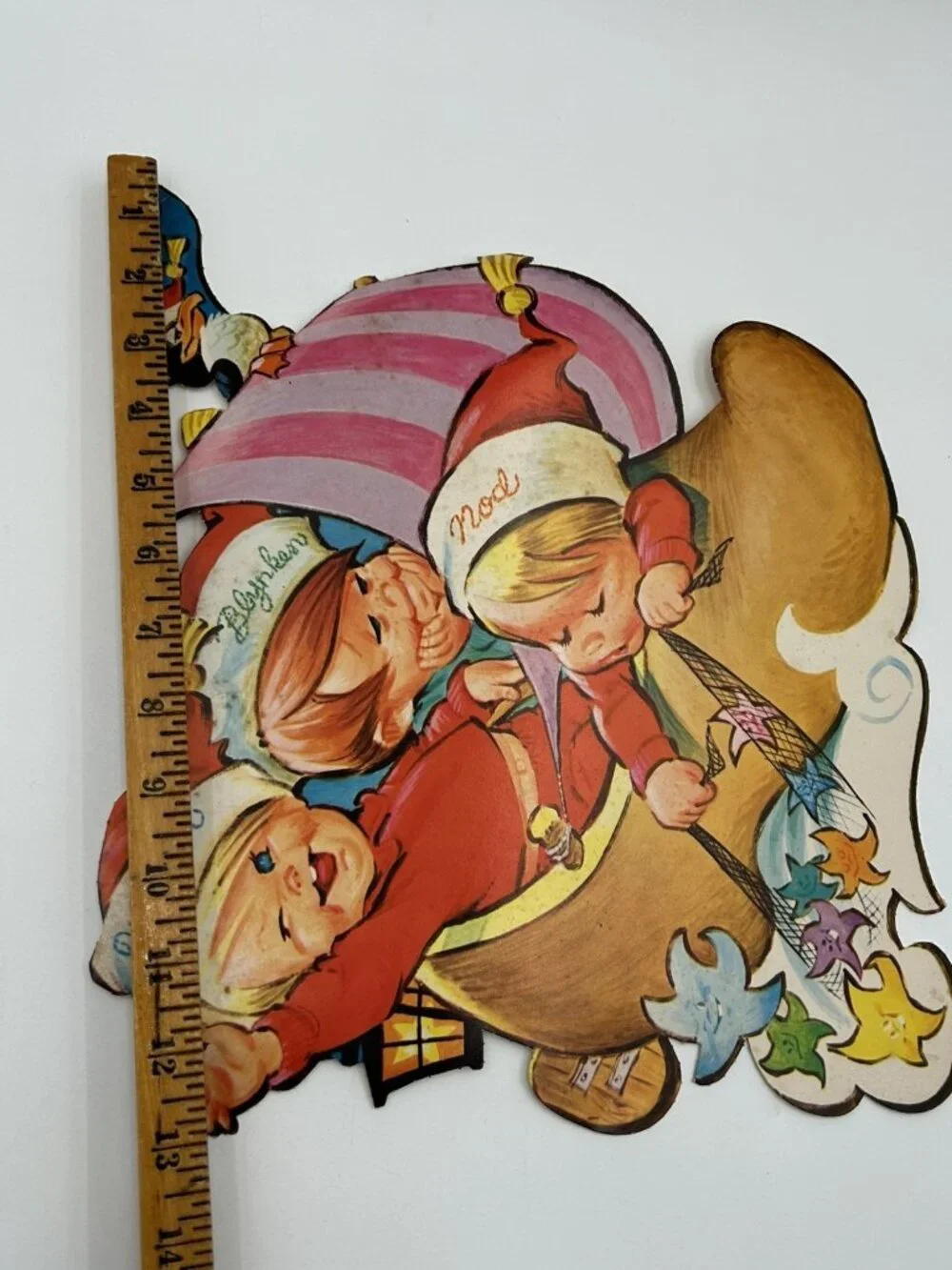 Wynken Blynken & Nod Mother Goose Nursery Wall Die Cut Vintage Retro Kids Decor